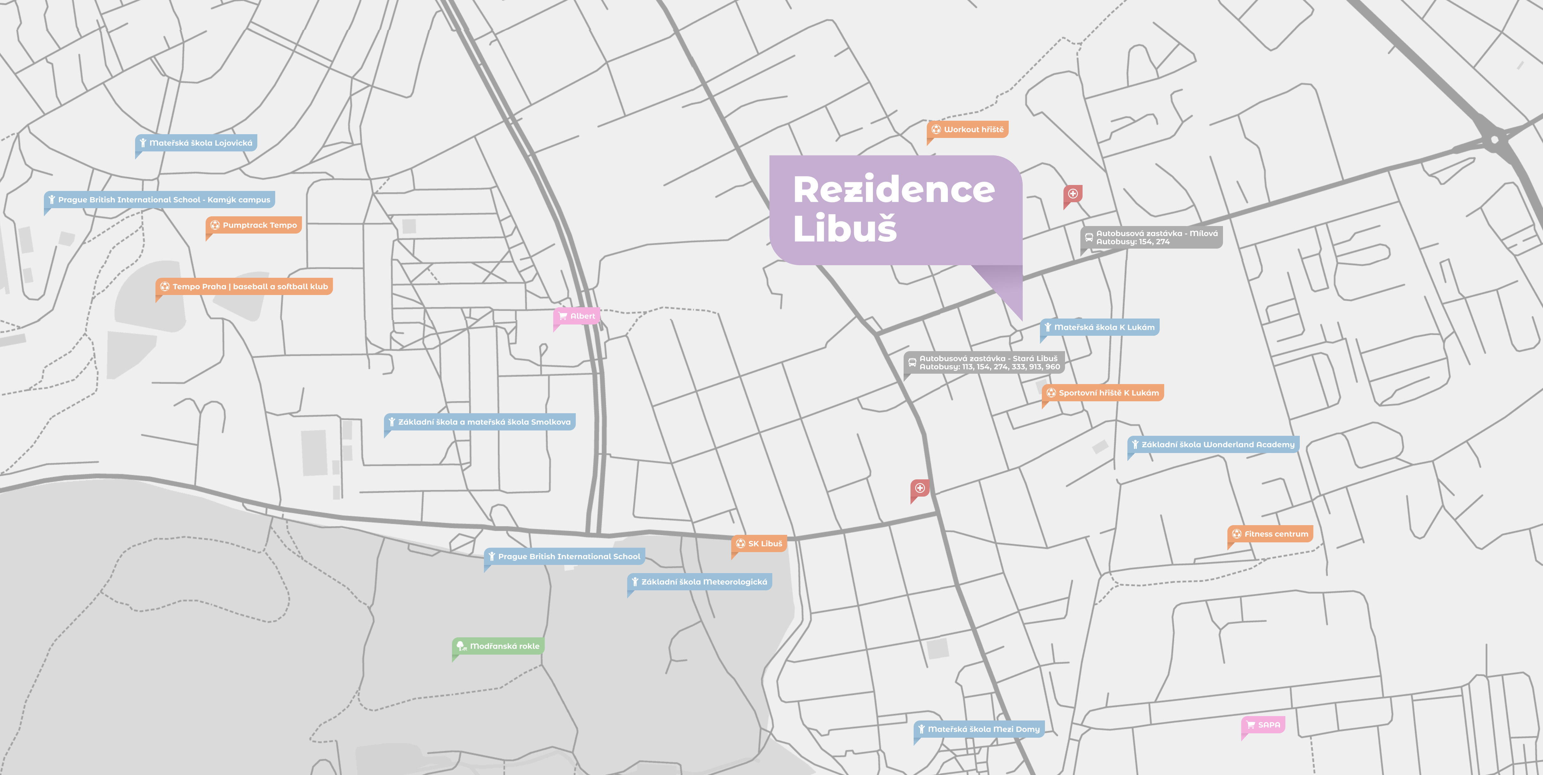 Mapa lokality Rezidence Libuš
